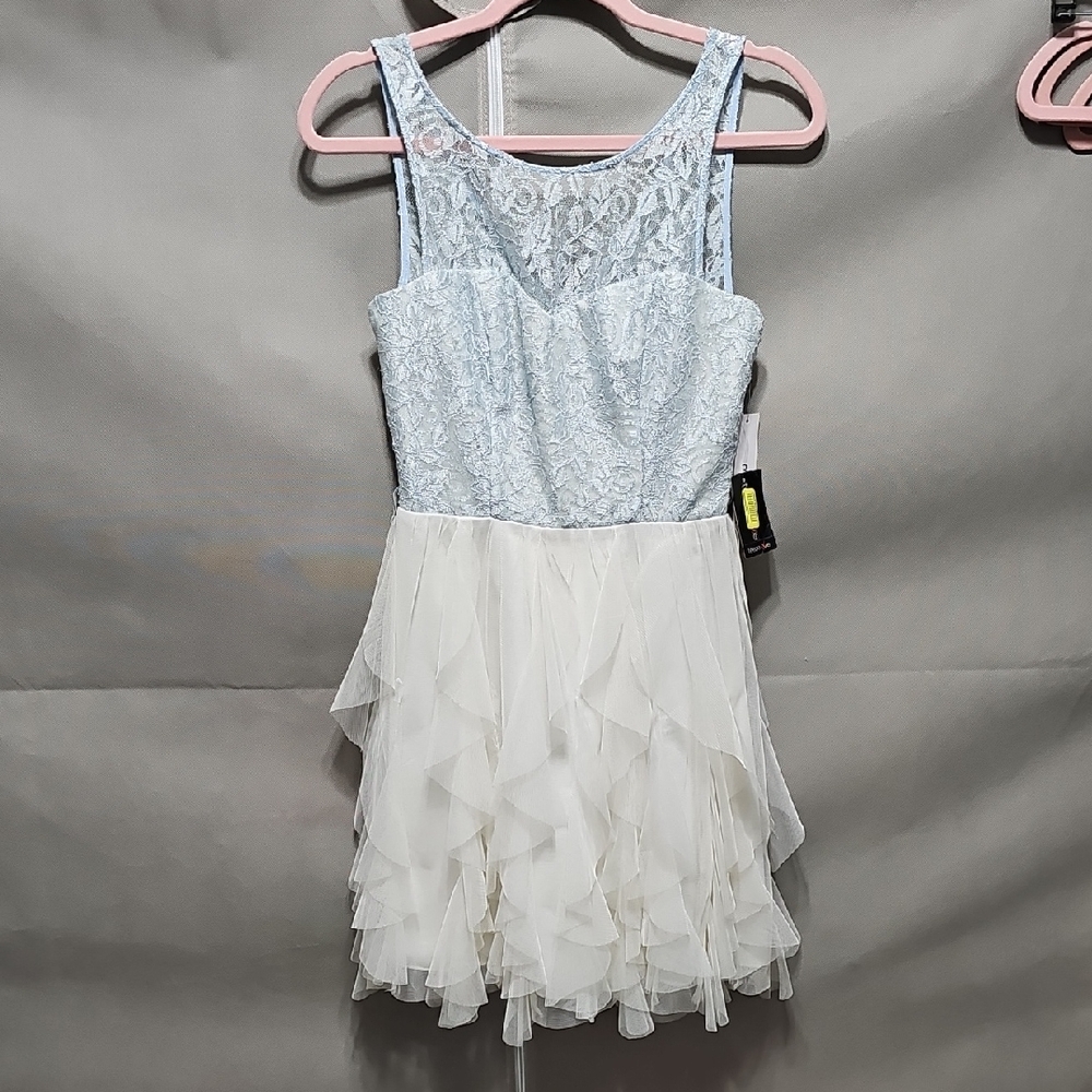 NWT Teeze Me Lace and Tulle Dress in Light Blue and White